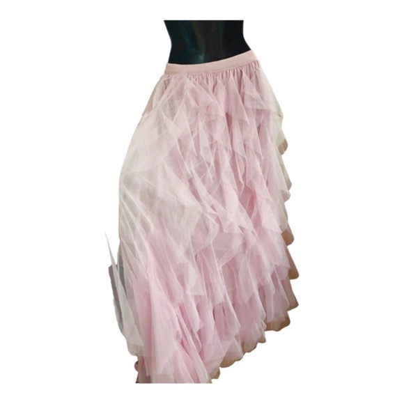 Beautiful pink ruffled chiffon princess tutu‎ banded waist maxi skirt size large - Picture 11 of 14